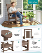 SERWALL Outdoor Rocking Chair Set of 2, Patio Rocking Chair, Porch Rocker - Image 5