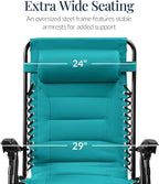 Best Choice Products Oversized Padded Zero Gravity Chair, Folding Outdoor Patio - Image 3