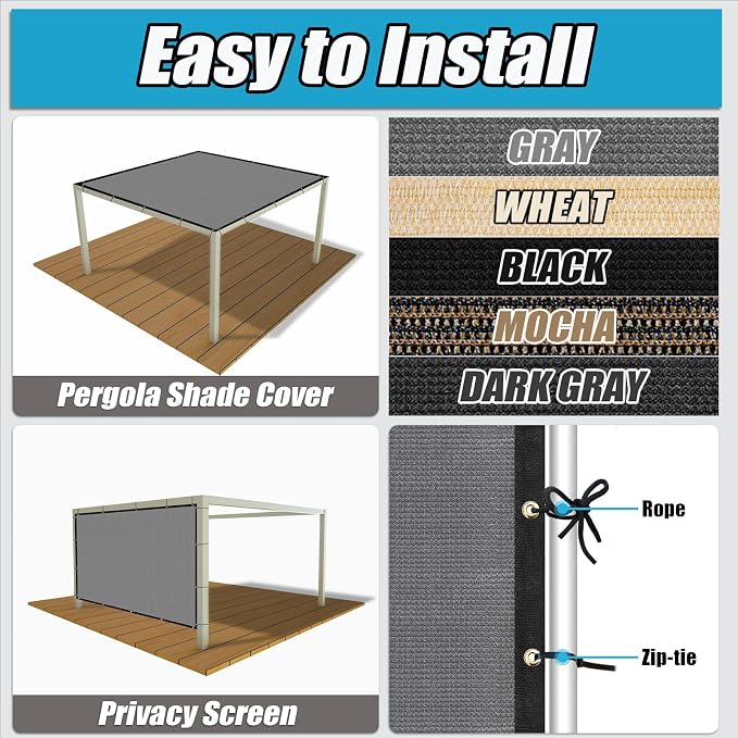 Amagenix 90% Shade Fabric 5'X 22' Gray Sun Shade Cloth - Image 4