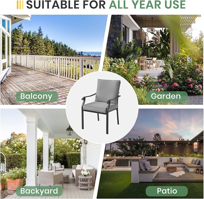 LVUYOYO Outdoor Patio Dining Chairs Set of 2, Metal Stackable Chairs Set - Image 8