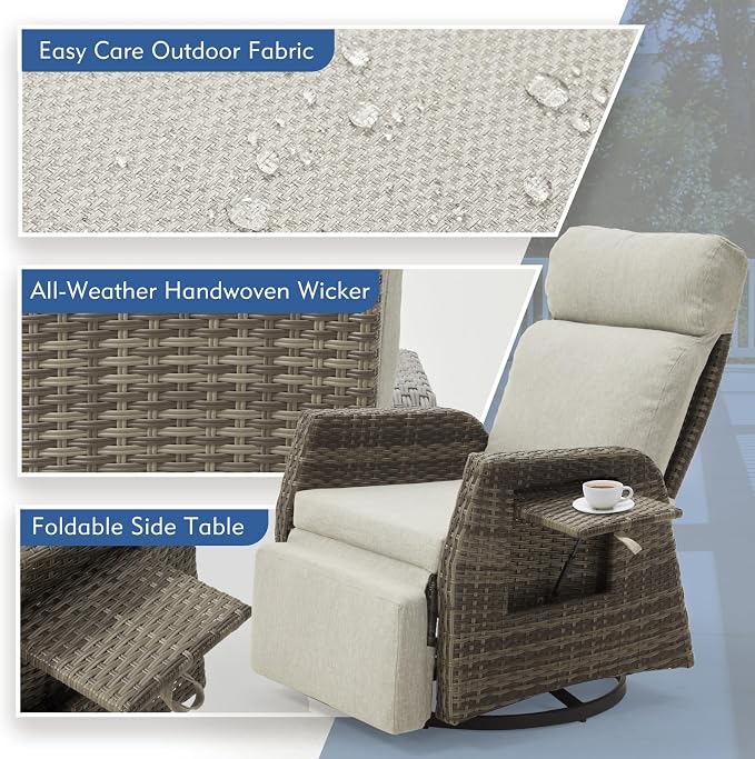 Outdoor Swivel Recliner Chair, Adjustable Rattan Patio Recliners | Independent - Image 6
