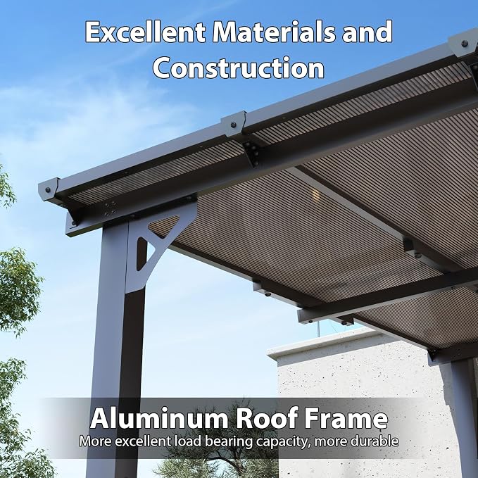Aoxun 8’x10’ Gazebo with Aluminum Frame & Polycarbonate Panel, Outdoor Patio - Image 4