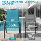24.4" Wide Outdoor Stackable Chairs Set of 6 | Stacking Patio Chairs - Image 5