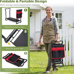 2-in-1 Garden Kneeler and Seat, Folding Garden Seat w/EVA Foam Kneeling Pad & - Image 4