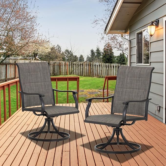 Outdoor 360-degree Swivel Dining Chairs Set of 6, Ergonomic Designed, Breathable - Image 8