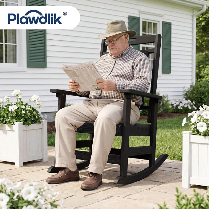 Oversized Rocking Chair Set of 4, HDPE Outdoor All-Weather, Extra Large & Extra - Image 2