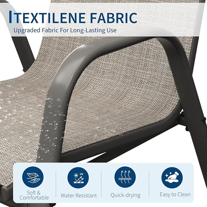 Stackable Outdoor Patio Dining Chairs Set of 4 – High Back, Breathable Gray - Image 5