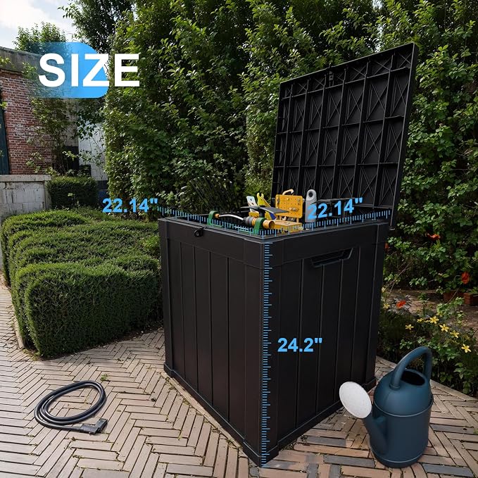 PatioZen 51 Gallon Resin Deck Box, Lockable Patio Outdoor Storage Box - Image 4