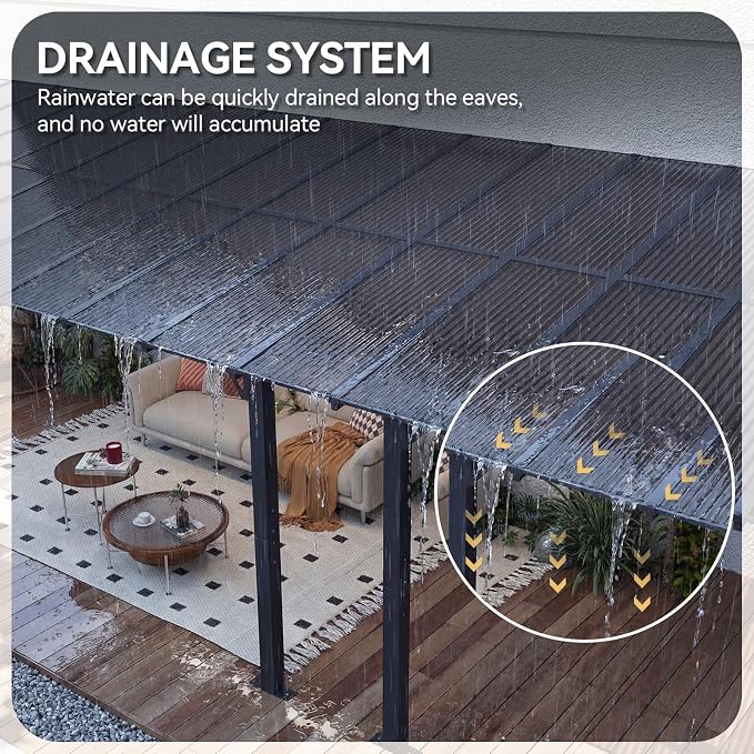 Aoxun 18’x10’ Gazebo with Aluminum Frame & Polycarbonate Panel, Outdoor Patio - Image 7