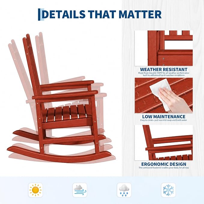 HDPE Rocking Chair Outdoor Set of 2 - Image 3