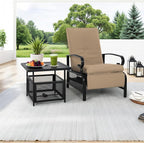 Incbruce 2 Pieces Outdoor Lounge Recliner Set, Adjustable Metal Recliner Sofa - Image 7