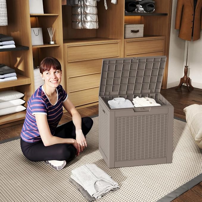 31 Gallon Deck Box, Lockable Waterproof Outdoor Storage Boxes - Image 3