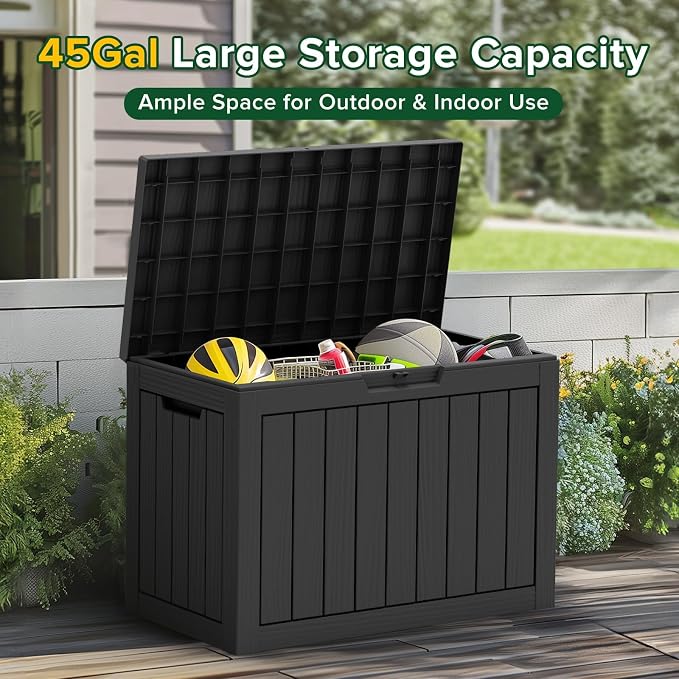 Outdoor Storage Box, 50 Gallon Waterproof Deck Box, Snap-Together Storage Bin - Image 4