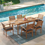 Stackable Patio Dining Chairs Set of 2, Dark Grey | Outdoor Acacia Wood Chairs - Image 4
