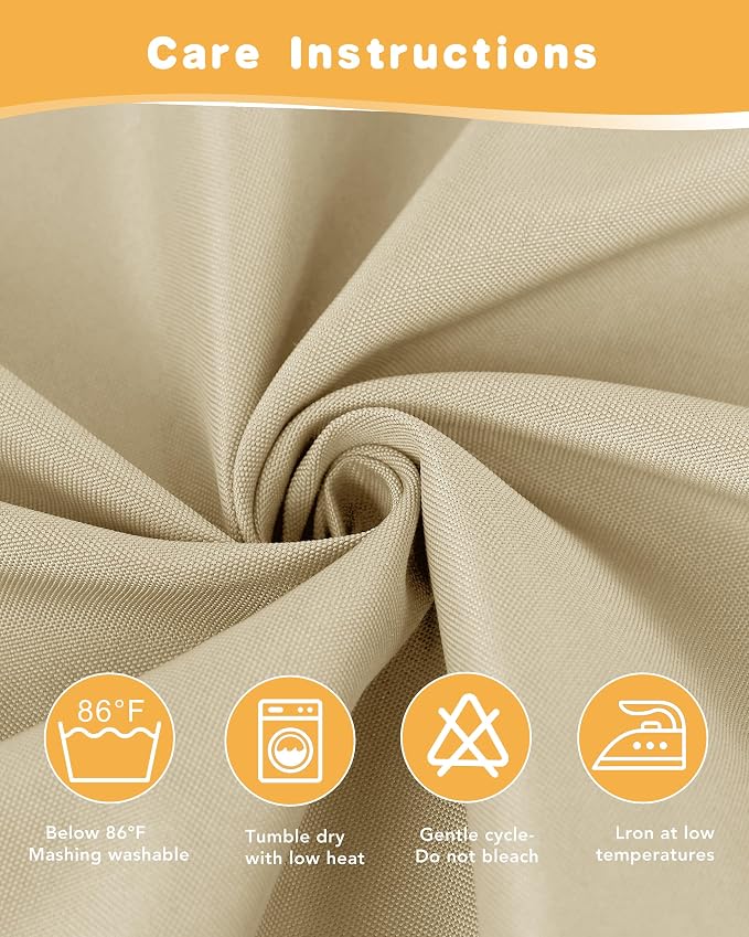 HolidayIdeas Outdoor Curtains for Patio Waterproof 2 Pcs 84x84 Inch Cream | - Image 5