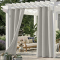 Set of 2 Outdoor Curtains for Patio Waterproof, Breathable Grommet Panels for by Sunshelf