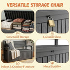 110 Gallon Outdoor Storage Bench, Lockable Patio Storage Bench, - Image 4