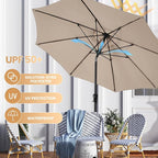 Ayge 9 FT Patio Umbrella Outdoor Table Umbrella Fiberglass Frame Beige | 9 FT - Image 6