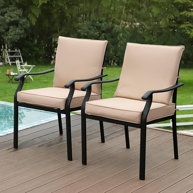 LVUYOYO Outdoor Patio Dining Chairs Set of 4, Metal Stackable Chairs Set - Image 9