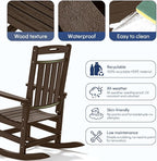 Oversized HDPE Outdoor Rocking Chair Set of 2, All-Weather, Coffee | Heavy Duty - Image 6