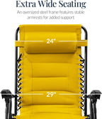 Best Choice Products Oversized Padded Zero Gravity Chair, Folding Outdoor Patio - Image 3