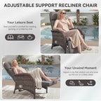 3 Pieces Zero Gravity Wicker Patio Recliner Chairs Set of 2 - Image 3