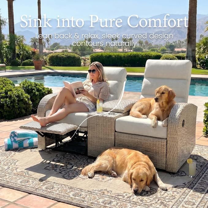 Oversized Wicker Outdoor Recliner Lovseat - Image 5