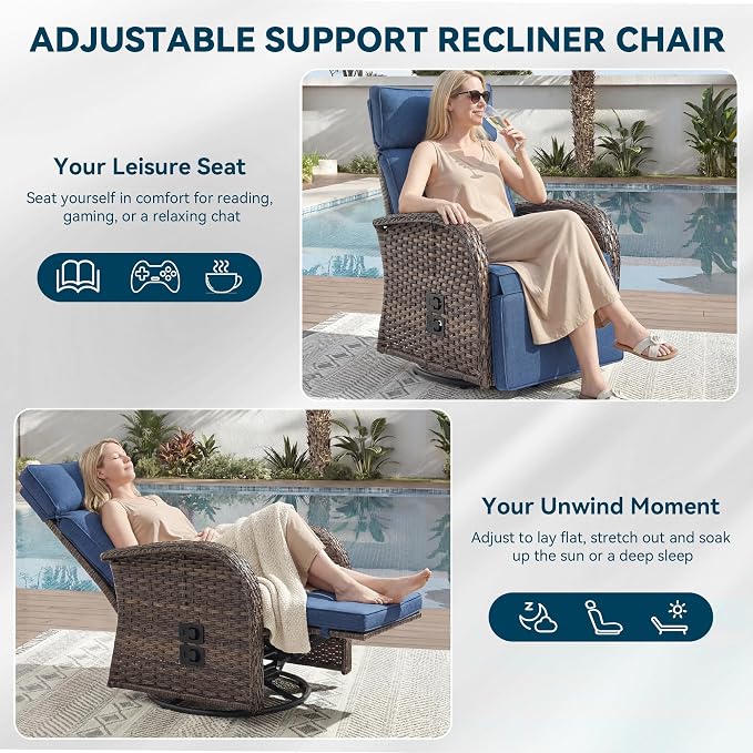 Zero Gravity Patio Swivel Recliner Chairs Set of 2 - Image 5