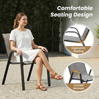 Stackable Outdoor Dining Chairs Set of 2, Textilene Patio Chairs - Image 6