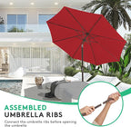 JEAREY 10 ft Outdoor Patio Umbrella w/Tilt and Crank, Light Red | 8 Sturdy Ribs - Image 4