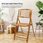 VINGLI Bamboo Folding Chair, Foldable Dining Wood Chairs Comfortable Seat - Image 4