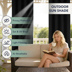Black Outdoor Curtains for Patio Waterproof, 6 Drape Panels | Privacy & - Image 3