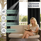Black Outdoor Curtains for Patio Waterproof, 6 Panels 54 x 84 Inch | Privacy & - Image 3