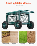 VEVOR Rolling Garden Cart with Seat, Metal Rolling Garden Work Seat with Wheels - Image 2