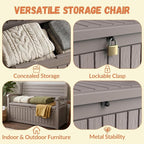 120 Gallon Outdoor Storage Bench, Lockable Patio Storage Bench, - Image 4