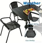 8 Pack Black Stackable Outdoor Rattan Chairs, All-Weather Patio Seating - Image 4