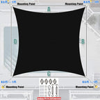 Amgo Custom Size 17' x 24' Black Rectangle Square Sun Shade Sail UPF50+ - Image 7