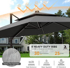 9x12FT Grey Cantilever Outdoor Patio Umbrella - Image 4