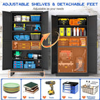 GAIOUS 79'' Tall Metal Garage Storage Cabinet, Home Office Cabinet Black | Home - Image 3