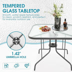 Patio Dining Table for 4 with Umbrella Hole | Outdoor 5 Piece Dining Set 36" x - Image 5