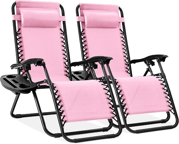 Best Choice Products Set of 2 Adjustable Steel Mesh Zero Gravity Lounge Chair by Unknown