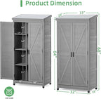 68'' Outdoor Storage Cabinet, Wooden Garden Tool Cabinet - Image 3