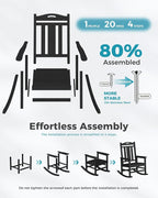 Oversized Outdoor Rocking Chairs Set of 6, 380lbs Heavy-Duty Large Patio Rocker - Image 8