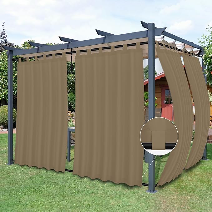 Easy-Going Outdoor Patio Curtains 2 Panels, 54x108 inch, Khaki | Privacy by Easy-Going