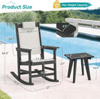 3-Piece Outdoor Rocking Chair Set, HDPE Patio Rocking Chair - Image 2