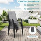 Patio Chairs Set of 6, Breathable Textilene, Weatherproof Frame, Quick Setup - Image 4