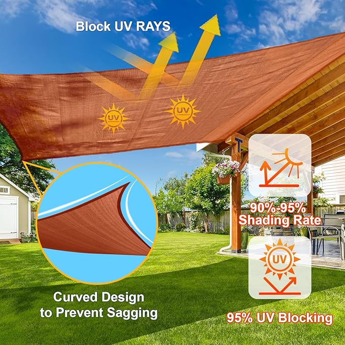Sun Shade Sail 8'x16'x17.9' Terra Red Triangle Custom Size | 95% UV Block - Image 4