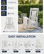 Oversized Outdoor Rocking Chairs Set of 2, HDPE Porch Rocker - Image 7