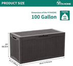 YITAHOME 100 Gallon Large Resin Deck Box Outdoor Storage Boxes - Image 6