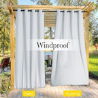 NICETOWN 2 Panels Thermal Outdoor Curtains Windproof W52xL72 Greyish White | - Image 6